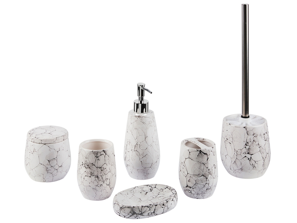 Conjunto de accesorios de baño de cerámica blanco crema/negro CALLELA 