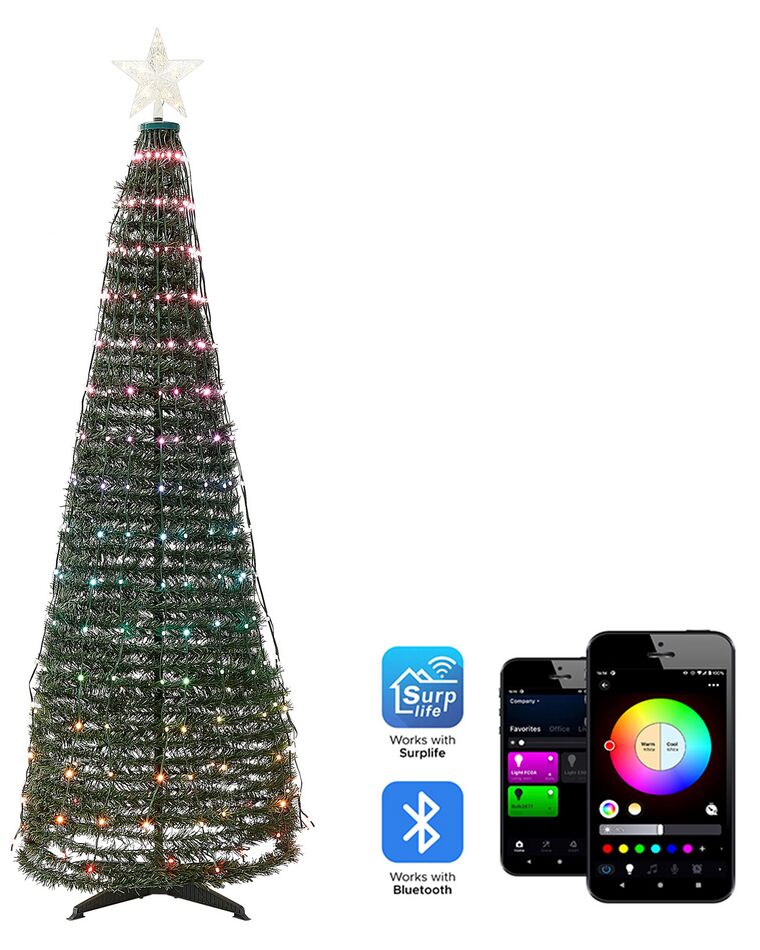 Deko Weihnachstbaum 188 cm mit Smart LED Beleuchtung mehrfarbig App-Steuerung SAARLOQ_883640