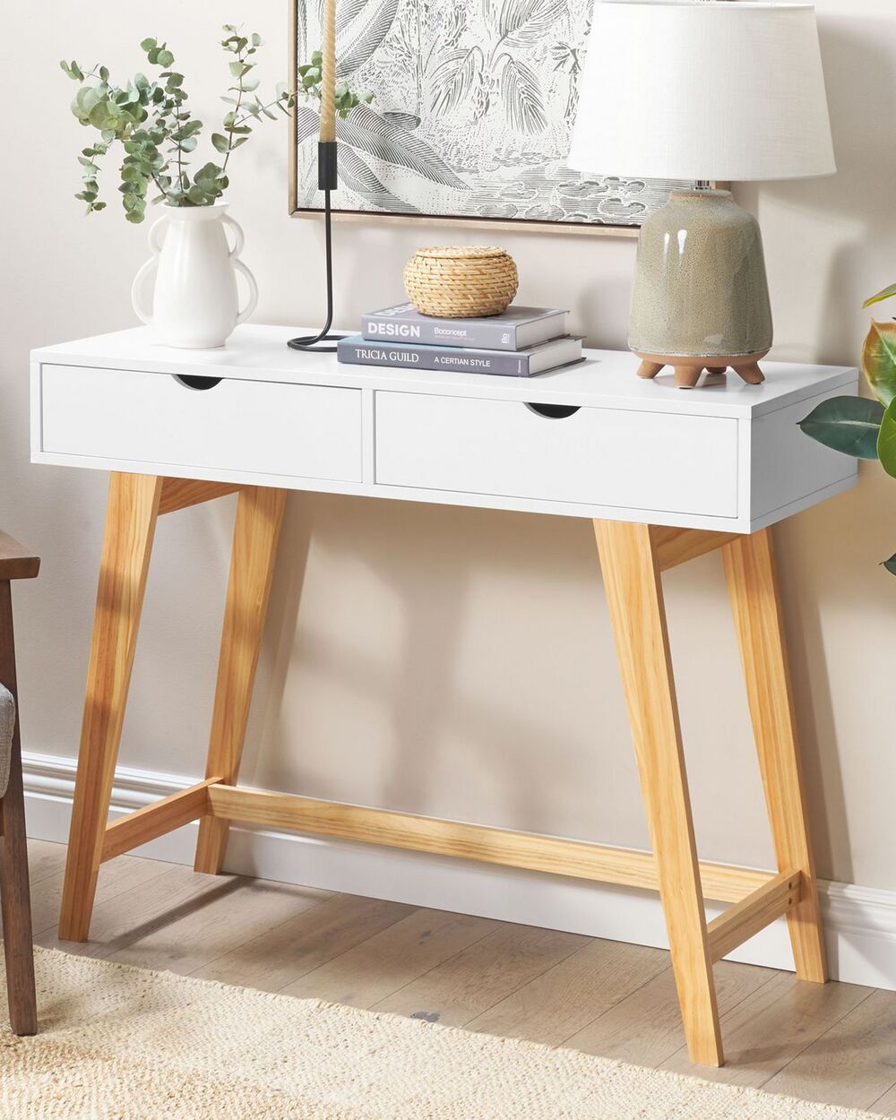 2 Drawer Console Table White with Light Wood SULLY Beliani