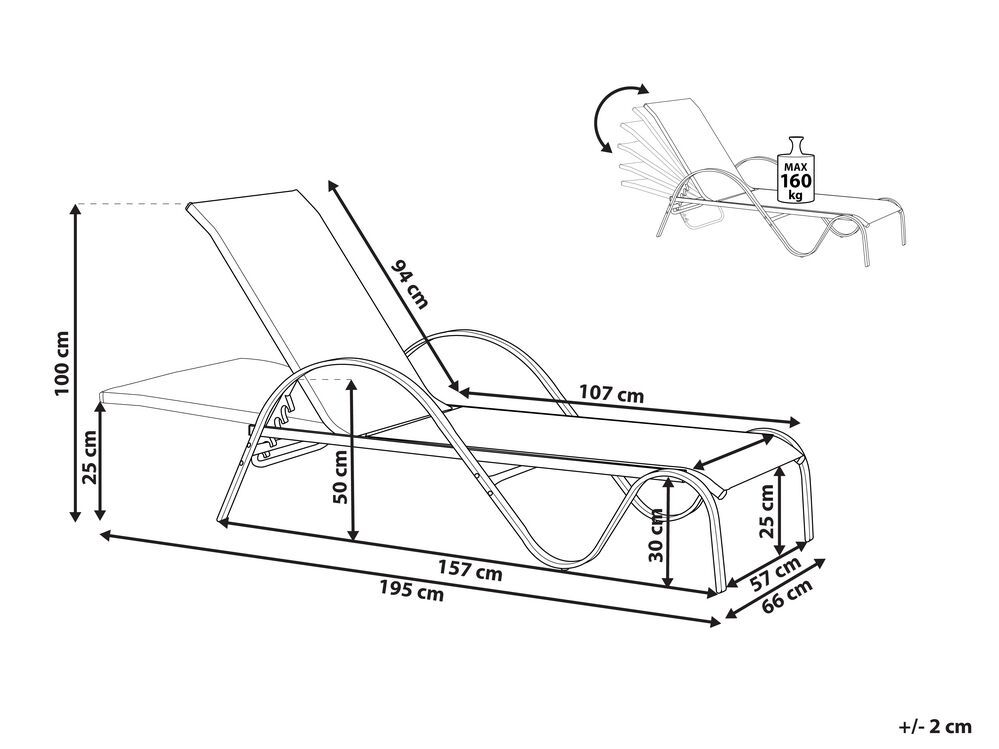 Steel Reclining Sun Lounger Light Brown PROCIDA Beliani.co.uk