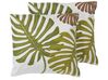 Conjunto de 2 almofadas decorativas com padrão de folhas em algodão verde 45 x 45 cm ZENOBIA_770092