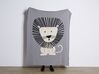 Cotton Kids Blanket Lion Motif 130 x 170 cm Grey MATTA_905372
