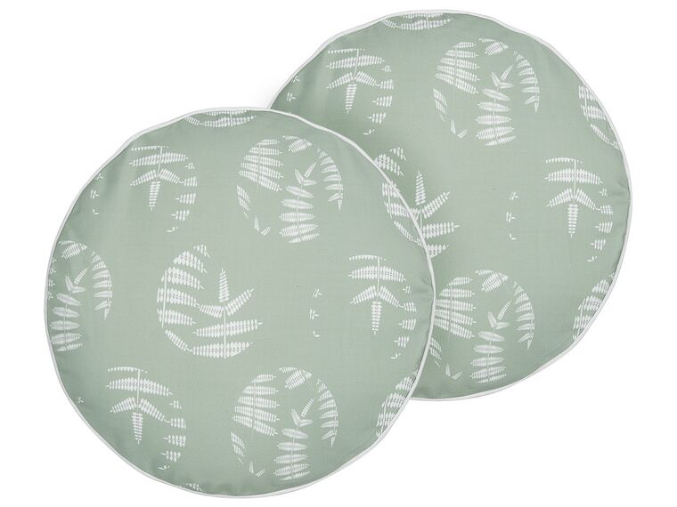 Set of 2 Outdoor Cushions Leaf Motif ⌀ 40 cm Green ALASSIO_881289