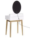 Sminkbord 50 x 40 cm med pall och LED-spegel vit/guld ROSEY_844804