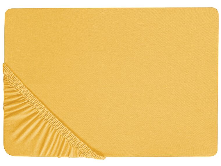 Cotton Fitted Sheet 180 x 200 cm Mustard JANBU_845278