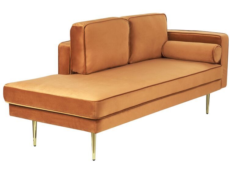 Right Hand Velvet Chaise Lounge Orange MIRAMAS Beliani.co.uk