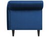 Chaise longue velluto blu marino e legno scuro sinistra LUIRO_729351