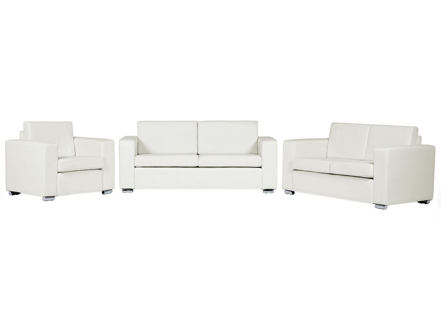 Leather Living Room Set White HELSINKI Beliani.fr
