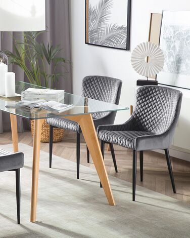Set of 2 Velvet Dining Chairs Grey SOLANO