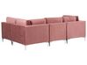 Left Hand 4 Seater Modular Velvet Corner Sofa Pink EVJA_859116