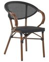 Conjunto de 4 sillas de jardín negro/madera oscura CASPRI_799045
