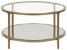 Sklenený konferenčný stolík so zrkadlovou policou zlatý BIRNEY_829602