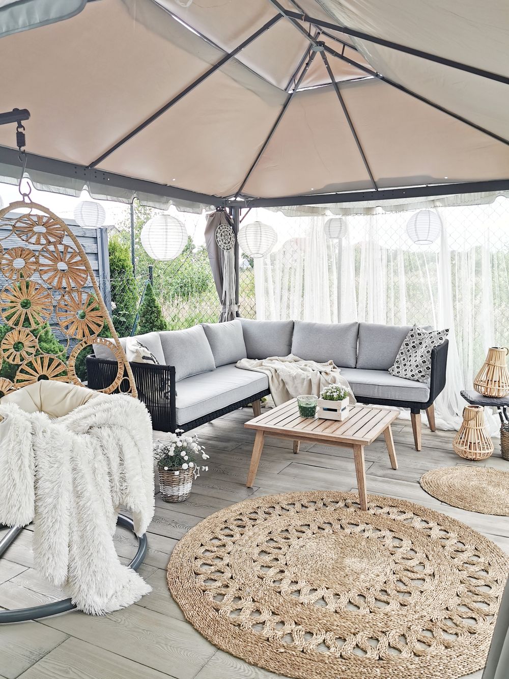 5 Seater Acacia Wood Garden Corner Sofa Set Grey ALCAMO | Beliani.co.uk