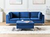 3 Seater Modular Velvet Sofa with Ottoman Blue EVJA_859652