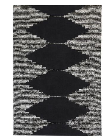 Fekete és fehér pamutszőnyeg 140 x 200 cm BATHINDA