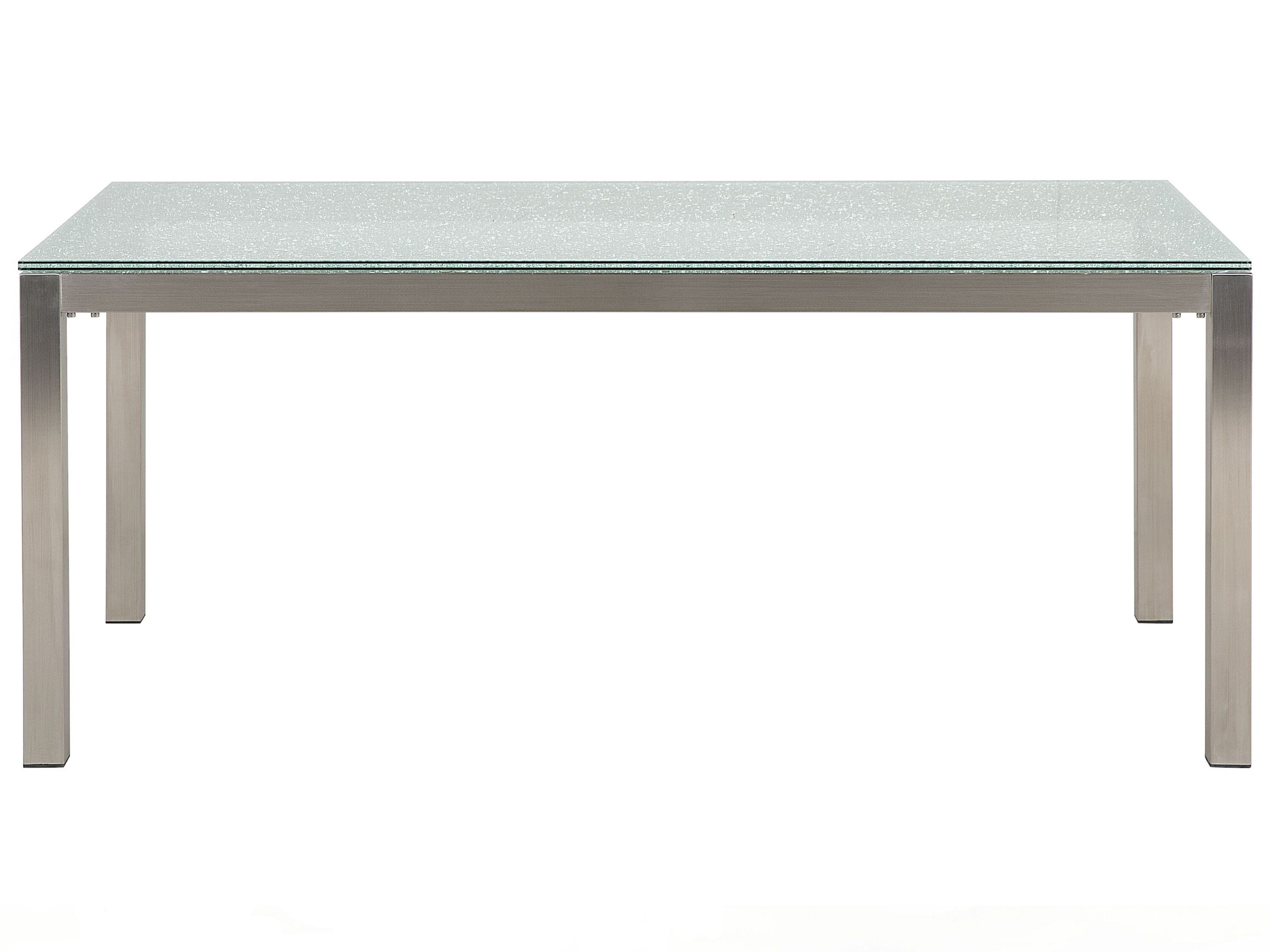 Glass Top Garden Dining Table 180 x 90 cm GROSSETO Beliani.co.uk