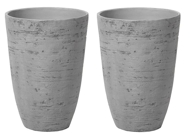 Conjunto de 2 vasos para plantas em pedra cinzenta 35 x 35 x 50 cm CAMIA_841569