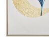 Tableau décoratif avec motif de fleur 63 x 93 cm beige et bleu CORVARO_816248
