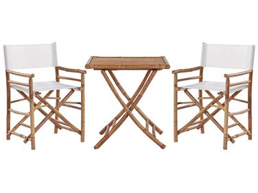 Bamboo Bistro Set Light Wood and Off-White MOLISE