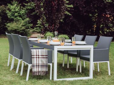 Garden Dining Table 210 x 90 cm Grey with White BACOLI