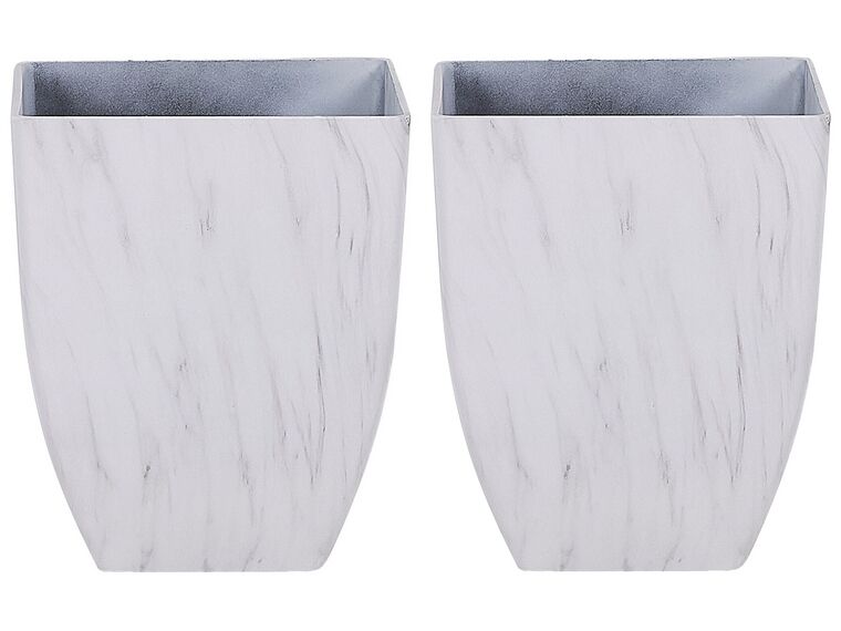Set di 2 vasi per piante in pietra effetto marmo 35 x 35 x 42 cm MIRO_848033