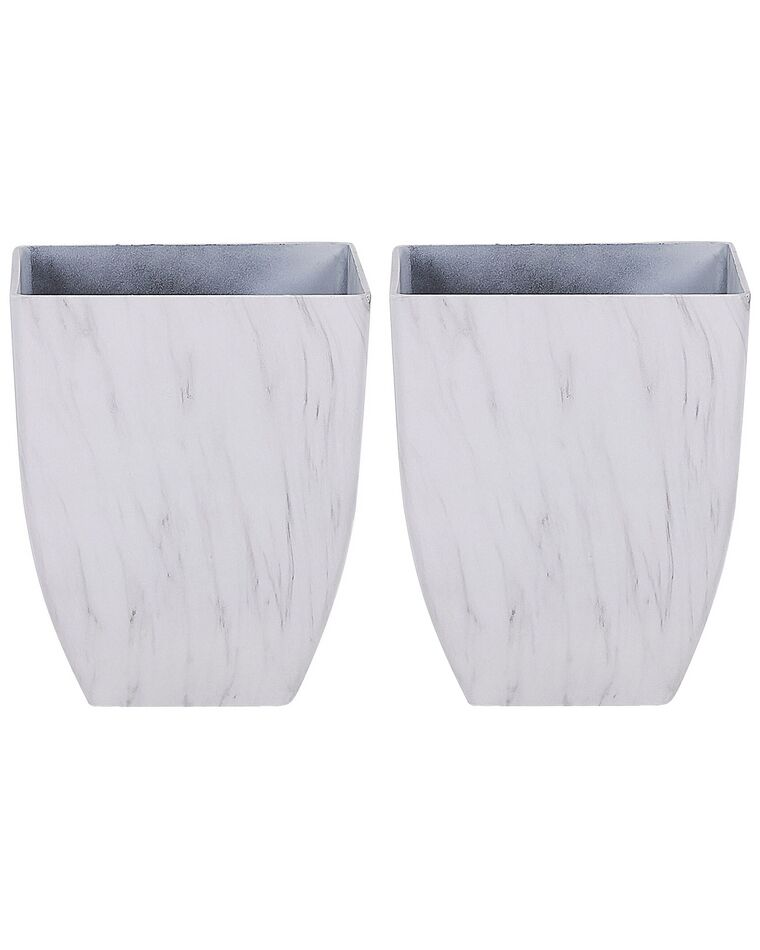 Conjunto de 2 vasos para plantas com efeito de mármore branco 35 x 35 x 42 cm MIRO_848033