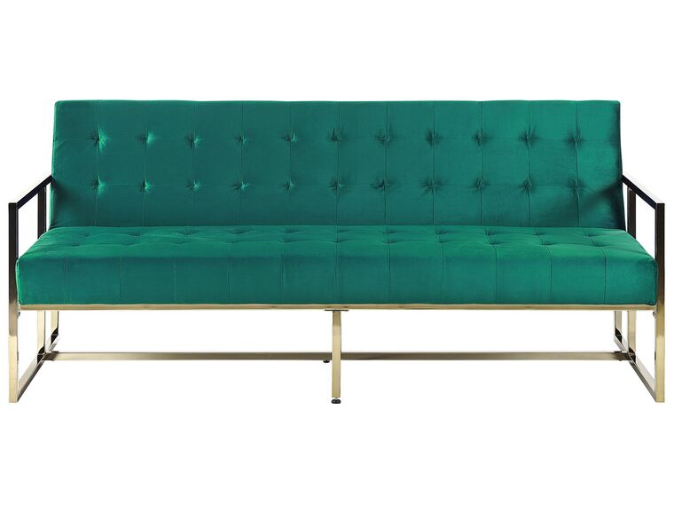 Sofa rozkładana welurowa zielona MARSTAL_796263