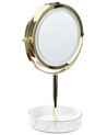 Kosmetikspiegel gold / weiß mit LED-Beleuchtung ø 26 cm SAVOIE_848172