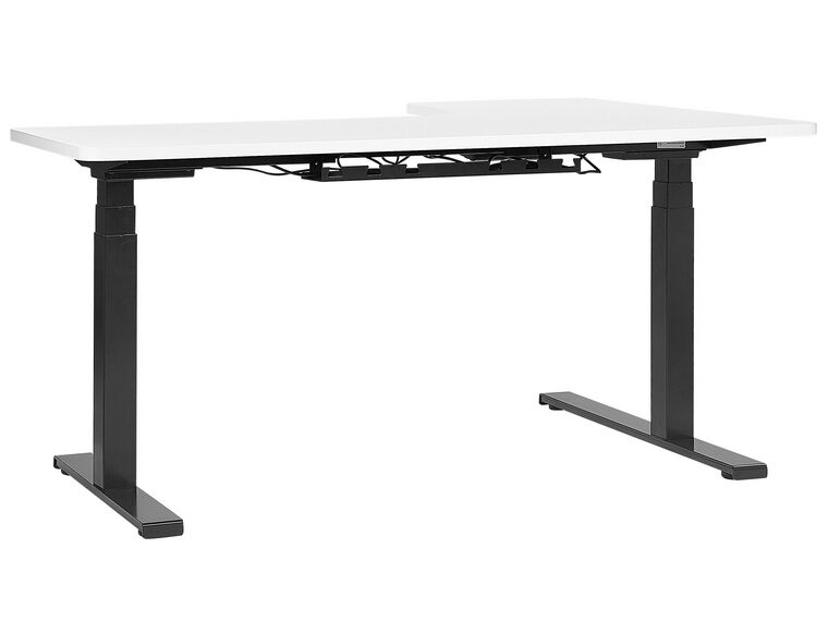 Schreibtisch Linksseitig Weiss Schwarz 160 X 110 Cm Elektrisch schreibtisch-linksseitig-weiss-schwarz-160-x-110-cm-elektrisch
