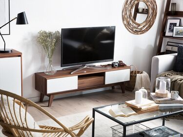 TV Stand Dark Wood with White EERIE