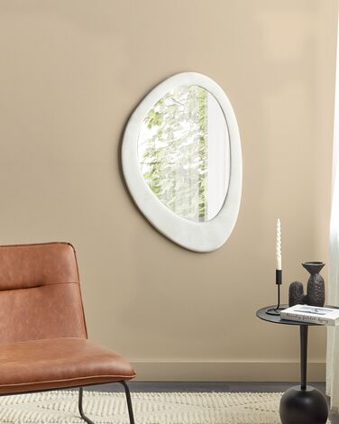 Velvet Wall Mirror 60 x 90 cm White AUDES