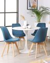 Conjunto de 2 sillas de comedor de terciopelo azul/madera clara DAKOTA II_767890