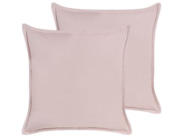 Conjunto de 2 cojines de terciopelo rosa 60 x 60 cm EUSTOMA