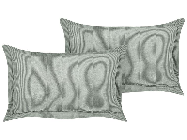 Set of 2 Corduroy Cushions 47 x 27 cm Light Green ZINNIA_855299