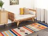 Kelim Teppich Baumwolle mehrfarbig 80 x 300 cm geometrisches Muster Kurzflor TARONIK_869923