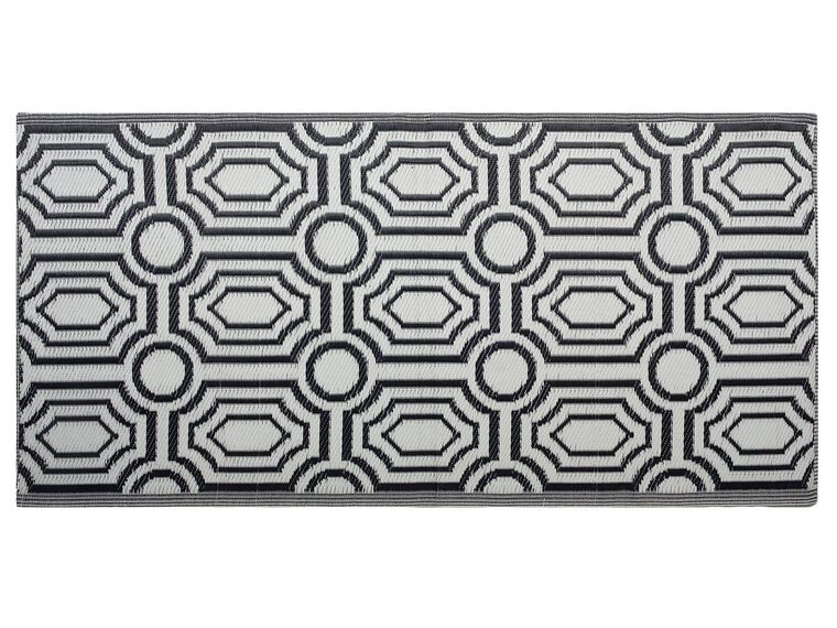 Outdoor Teppich schwarz 90 x 180 cm geometrisches Muster zweiseitig Kurzflor BIDAR_716325