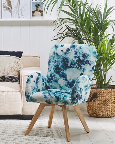 Fabric Armchair Floral Pattern Multicolour BJARN