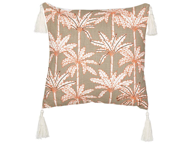 Coussin en coton à motif de palmiers multicolore 45 x 45 cm MELOBESIA_893012