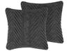 Set of 2 Cotton Embossed Cushions 45 x 45 cm Grey KONNI_768843