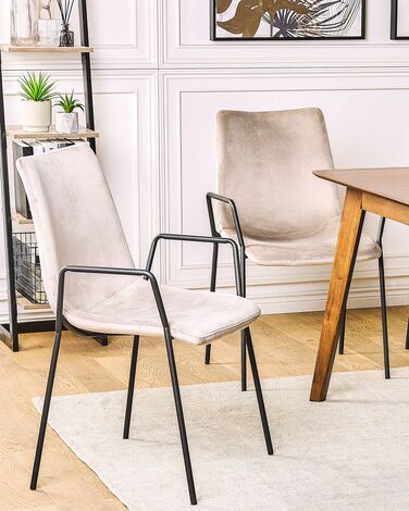 Set of 2 Velvet Dining Chairs Taupe JEFFERSON