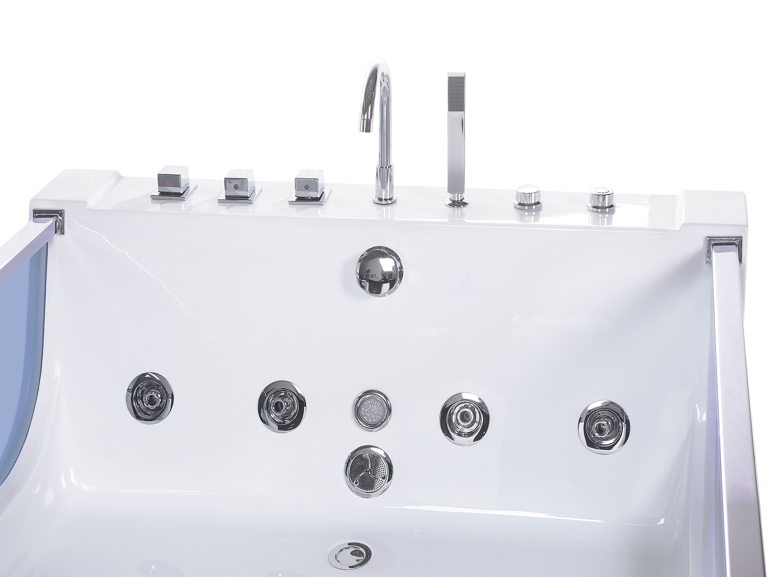 Whirlpool Bath with LED 1800 x 1200 mm White CURACAO | Beliani.co.uk