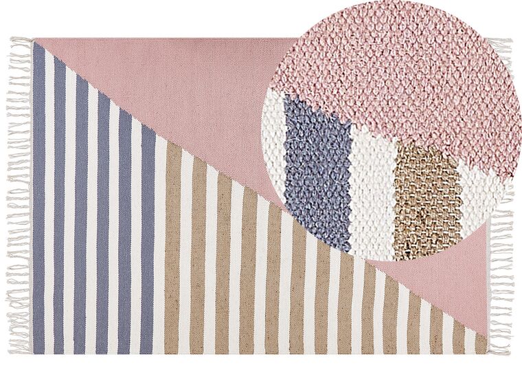 Alfombra de lana rosa/blanco/beige/azul 140 x 200 cm ENGIZ_853554