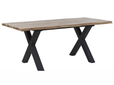 Matbord hopfällbart 140/180 x 90 cm ljusträ/svart BRONSON