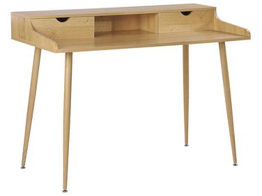 Schreibtisch heller Holzfarbton 120 x 60 cm 2 Schubladen LENORA