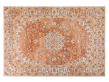 Teppich Baumwolle orange 160 x 230 cm orientalisches Muster Kurzflor HAYAT