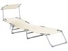 Steel Reclining Sun Lounger with Canopy Cream FOLIGNO_879090