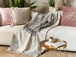 Huopa puuvilla beige/musta 130 x 180 cm BERHAMPORE