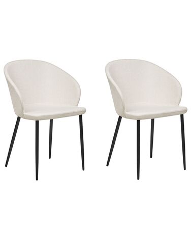 Set of 2 Fabric Dining Chairs Light Beige MASON