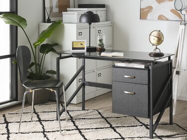 2 Drawer Home Office Desk 117 x 57 cm Black MORITON