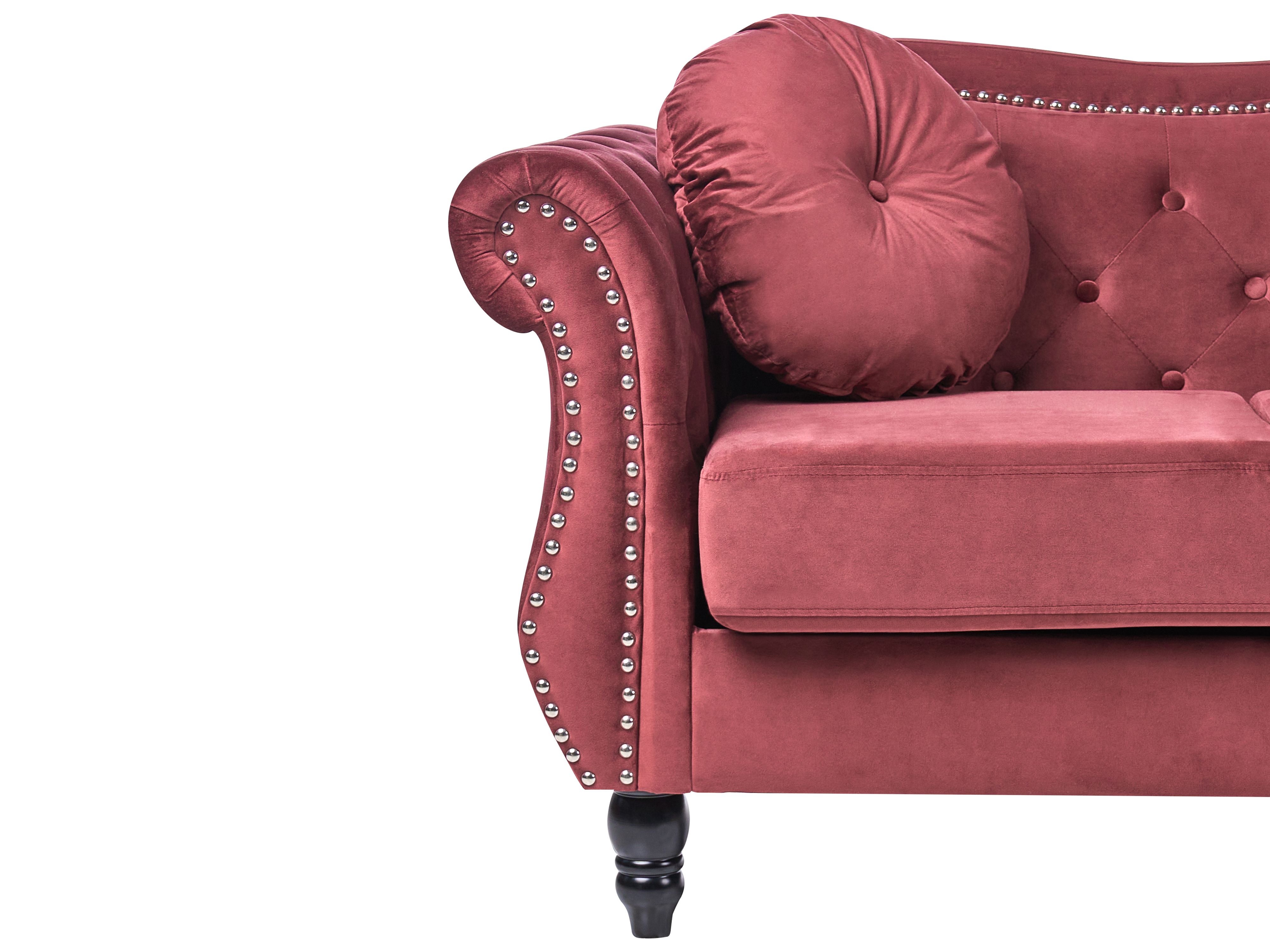 Soffa 3-sits sammet vinröd SKIEN | Beliani.se